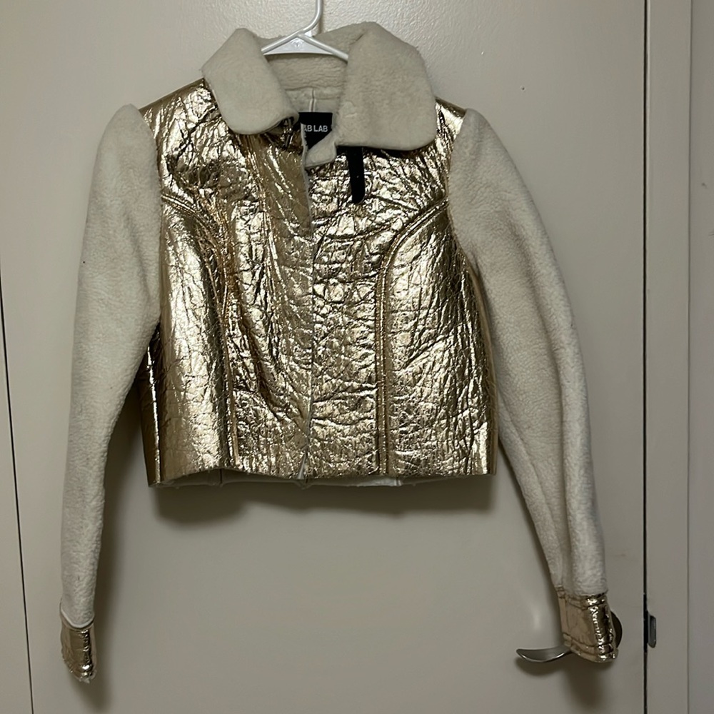 Boutique metallic gold and cream Shepard jacket